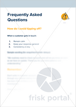 Load image into Gallery viewer, AML/CTF: Suspicious Activity Reporting (SAR) and anti-tipping off FAQ advice for staff (three-page A4 document)
