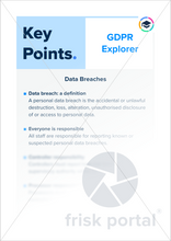 Load image into Gallery viewer, GDPR: Key Points – About data breaches for staff (two-page A4 document)
