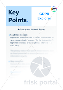GDPR: Key Points – Privacy and Lawful Bases for staff (one-page PDF)