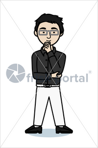 Casual professional, illustrated business avatar, stock vector (#SC007)