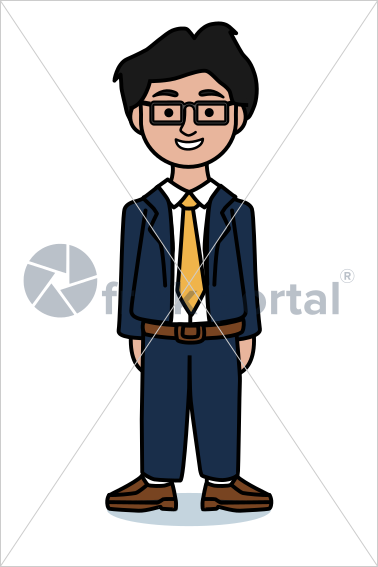 Smart professional, illustrated business avatar, stock vector (#SC005)