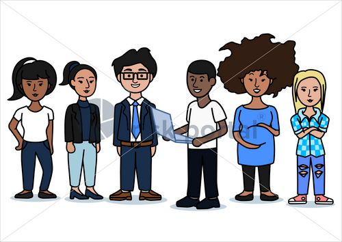 Illustrated business people avatars set, stock vector (#TM001)